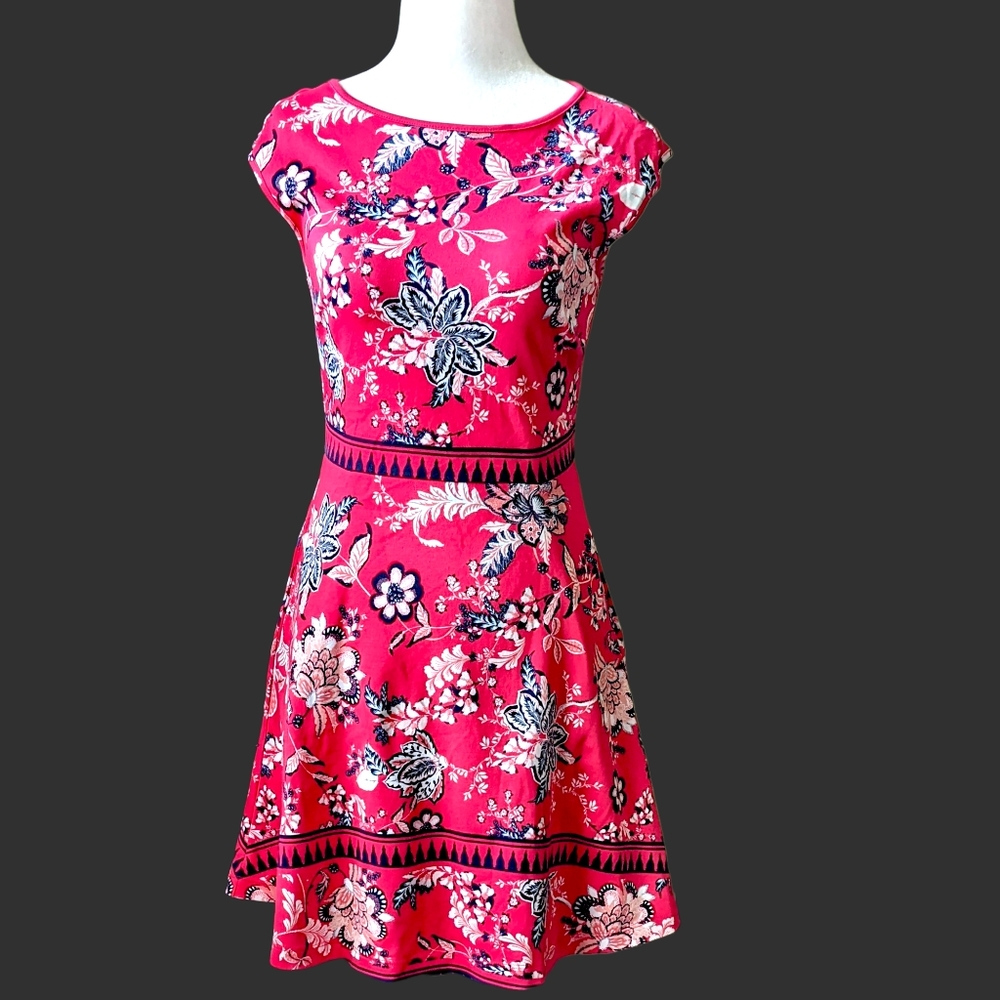 New York & Company Pink Floral-Print Sleeveless Fit & Flare Dress